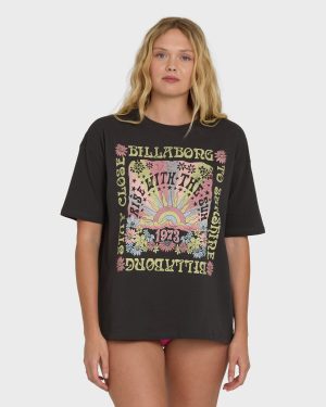 Groovy Sunrise Short Sleeve T-Shirt - Off Black