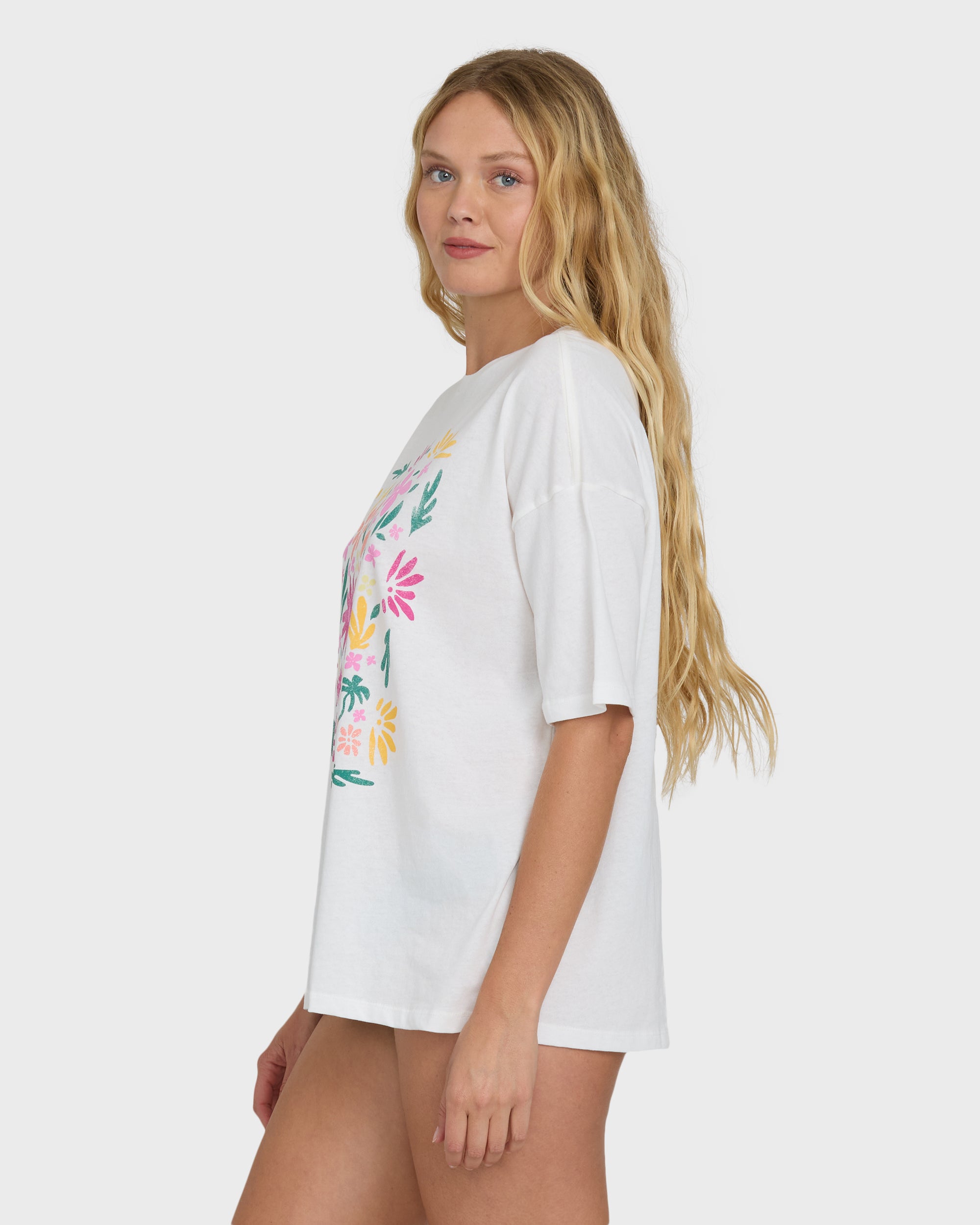 Floral Press Short Sleeve T-Shirt - Salt Crystal - Image 4