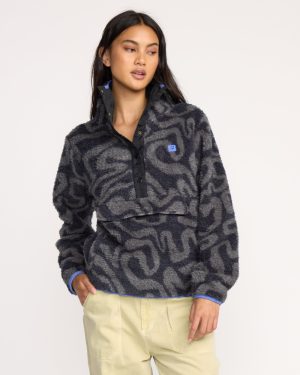 A/Div Switchback Pullover Half Snap Sherpa Fleece - Black Sands