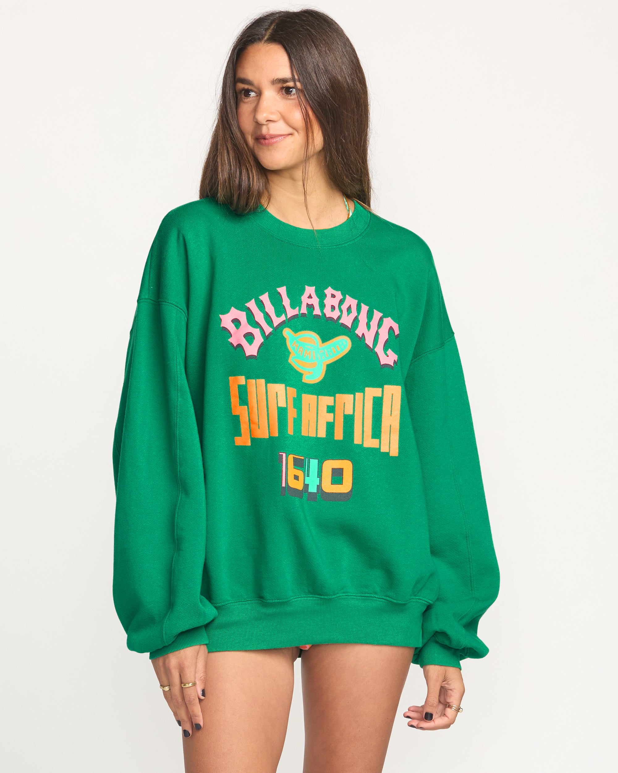Billabong x Mami Wata Kendal Crewneck Sweatshirt - Emerald Green - Image 2