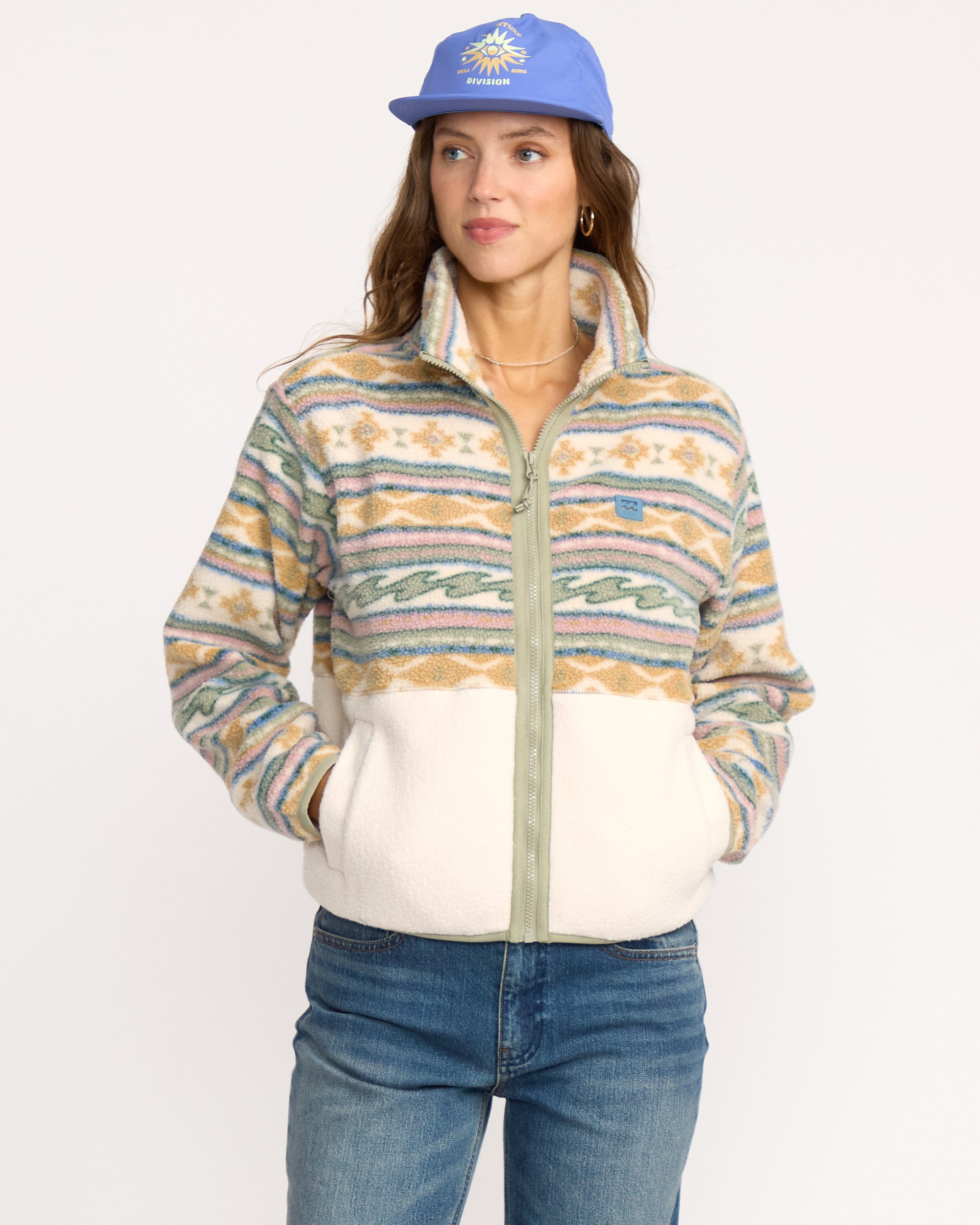 A/Div Rock Jetty Mock Neck Zip Sherpa Fleece - Whitecap - Image 3