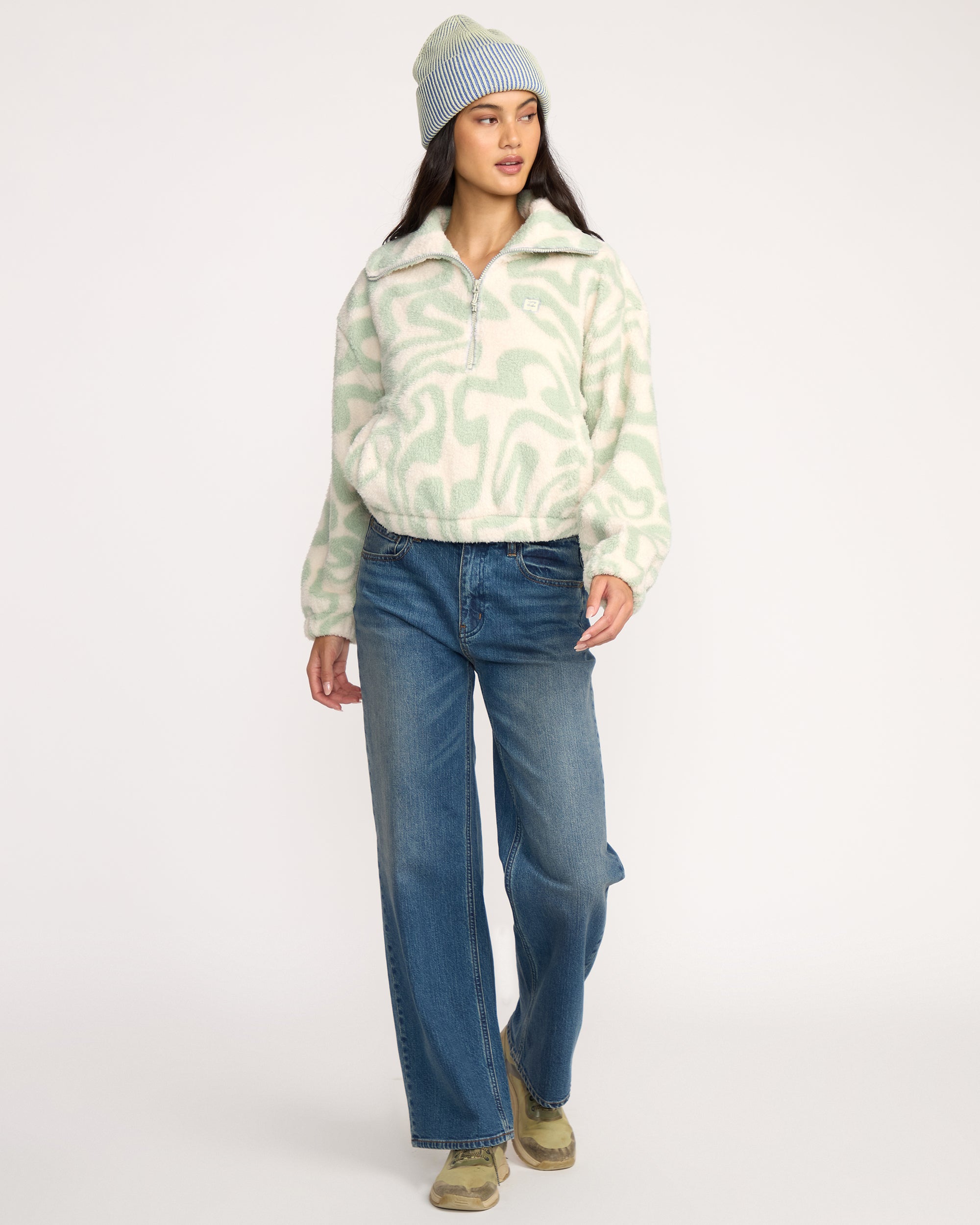 A/Div Barra Half Zip Sherpa Fleece - Green Haze - Image 4