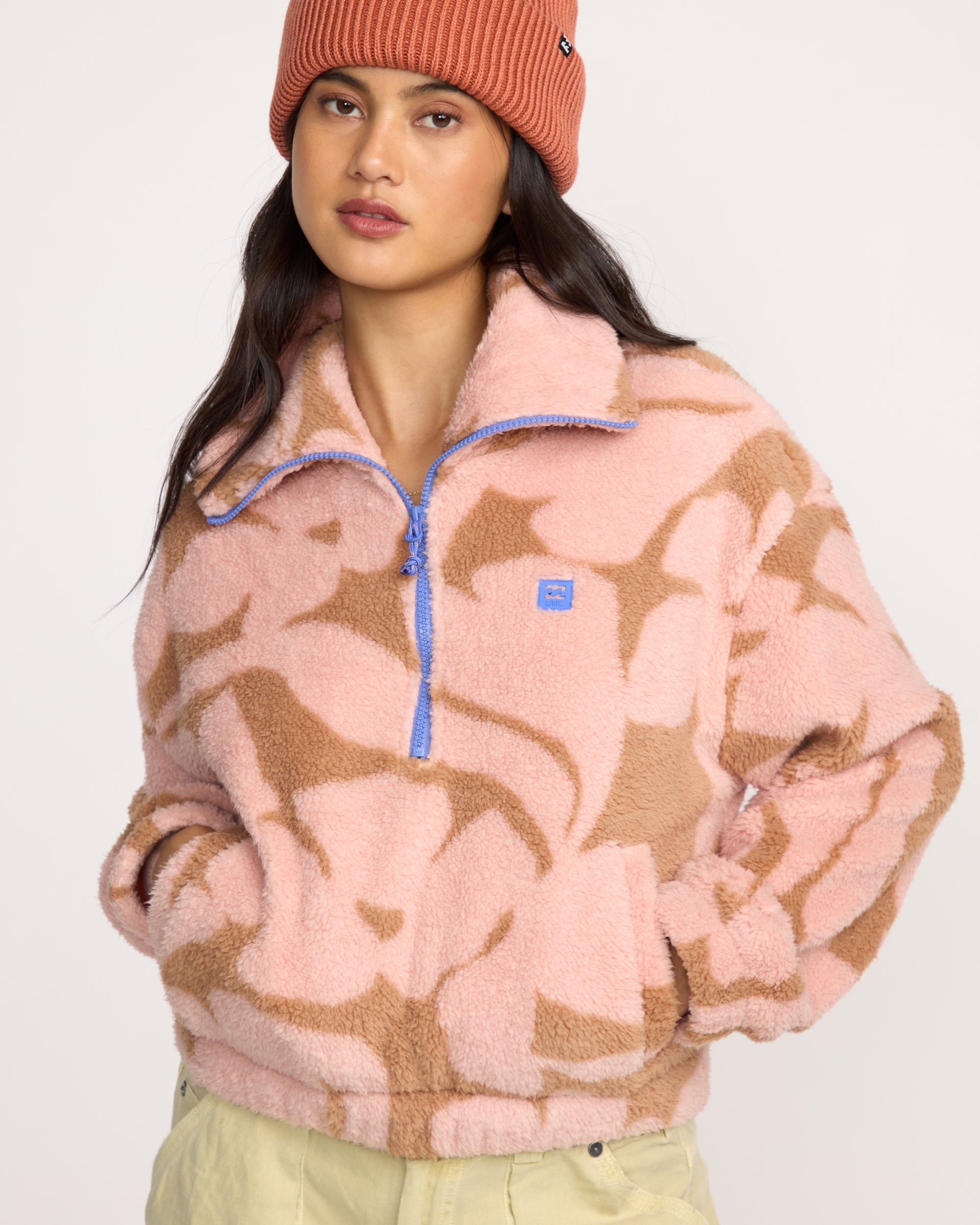 A/Div Barra Half Zip Sherpa Fleece - Rose Brown - Image 4