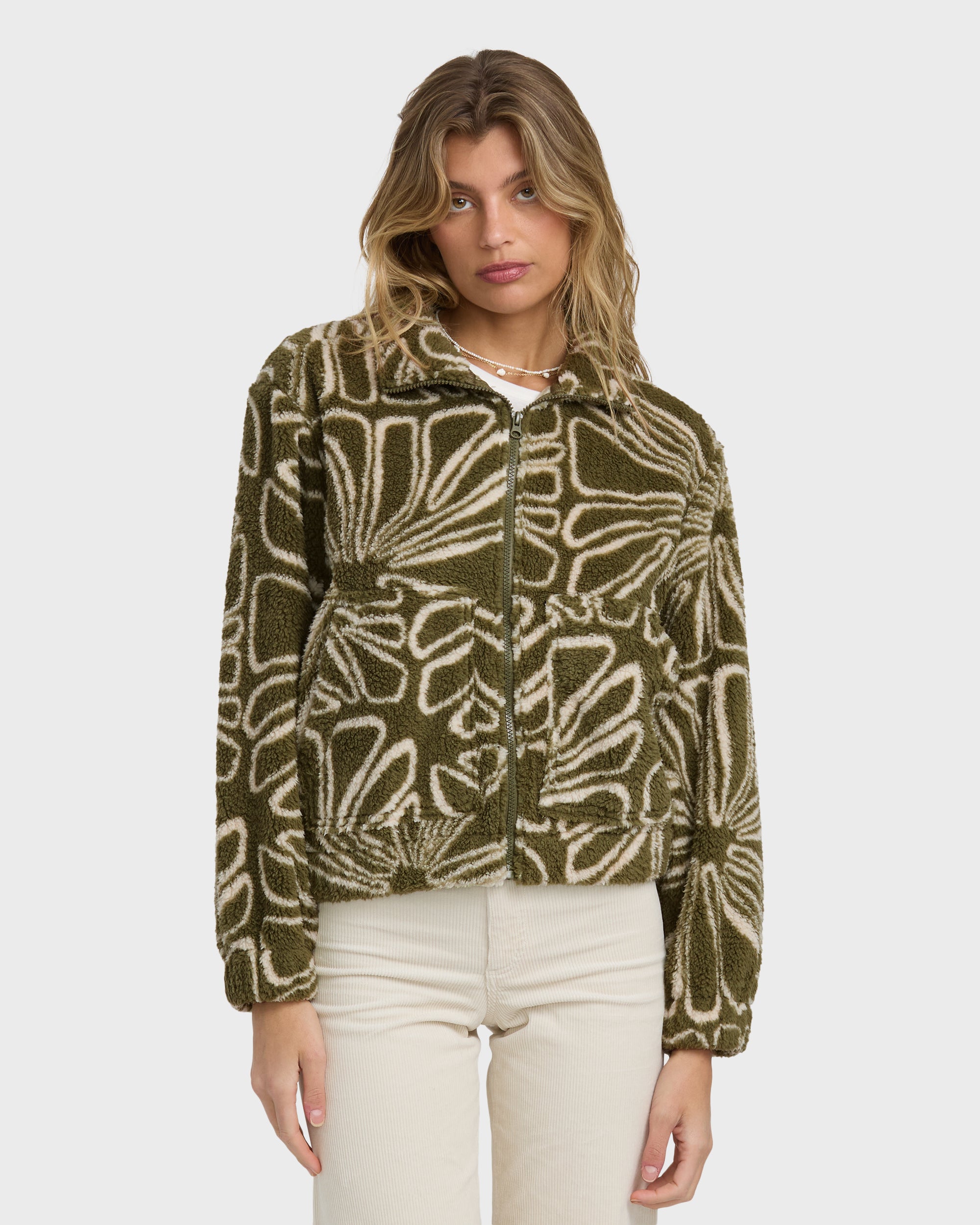 First Light Sherpa Front Zip Fleece - Martini Olive - Image 6