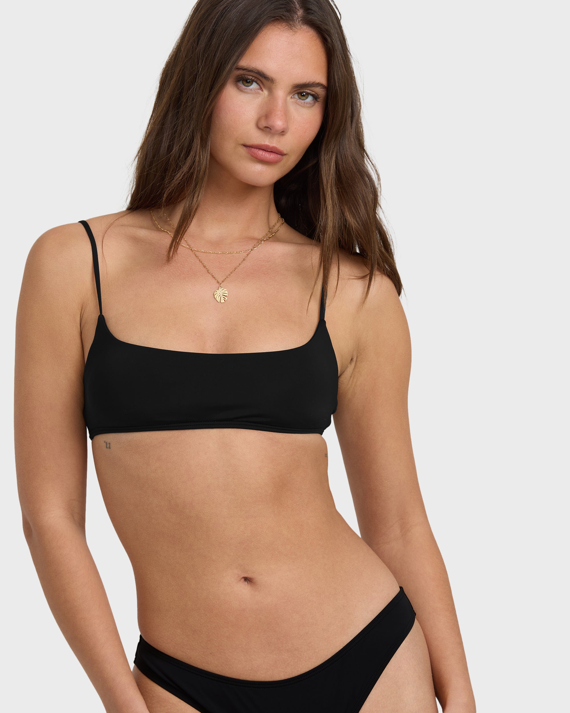 Sol Searcher Jaclyn Crop Bikini Top - Black Pebble - Image 2