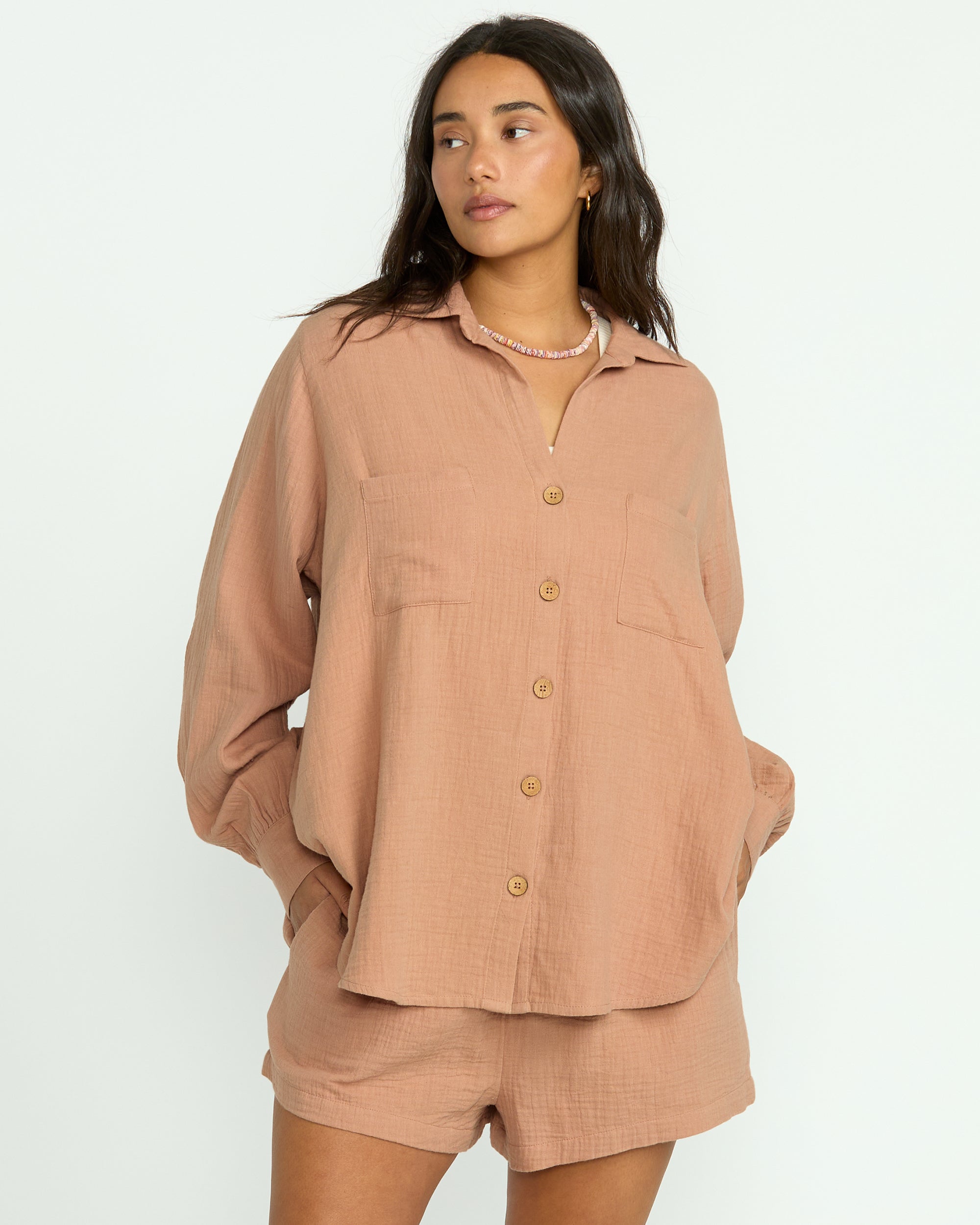 Sweet Swell Long Sleeve Shirt - Rose Brown - Image 6