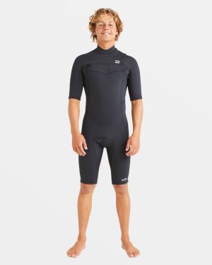 2/2mm Absolute Natural Upcycler GBS Chest Zip Short Sleeve Springsuit - Black