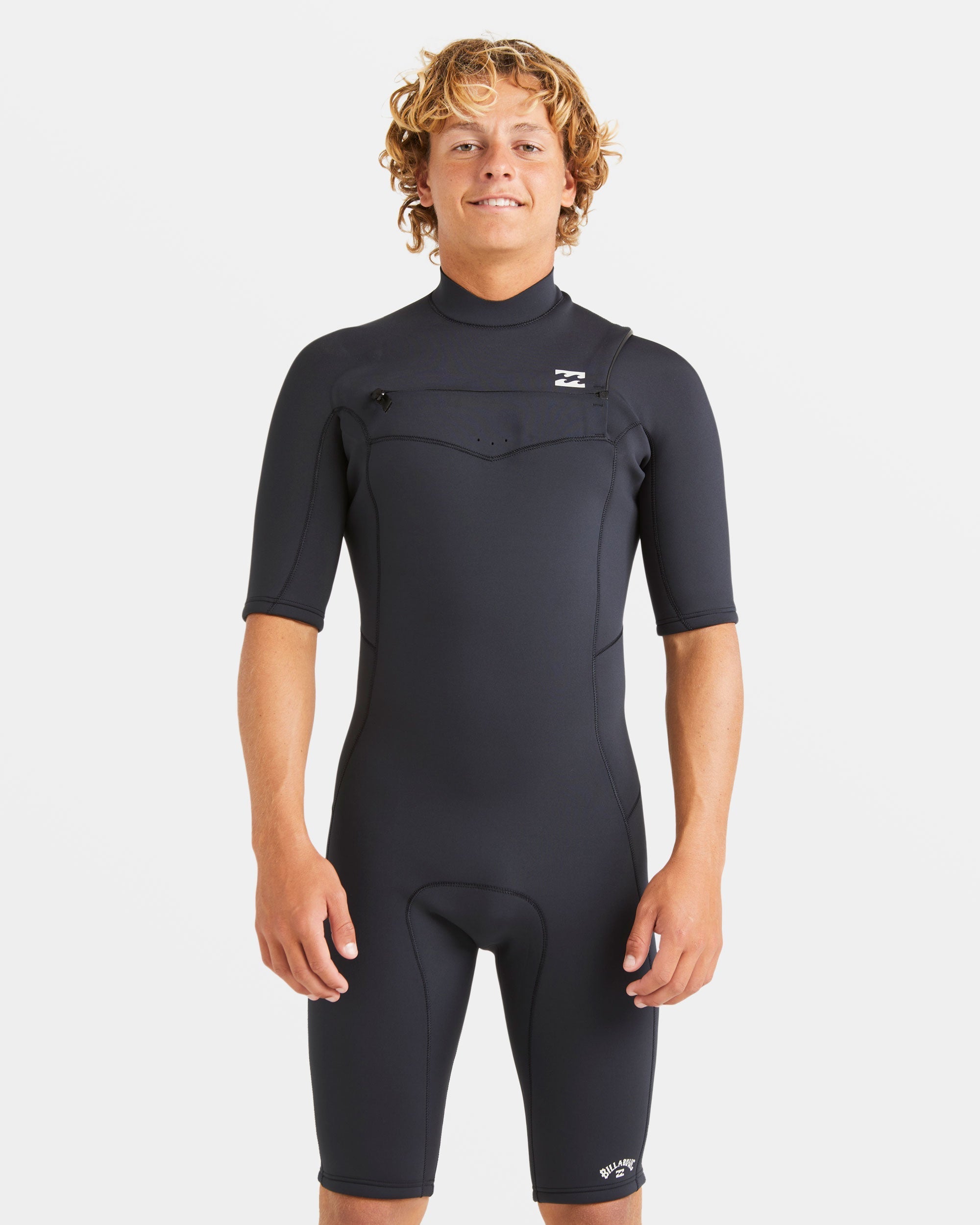 2/2mm Absolute Natural Upcycler GBS Chest Zip Short Sleeve Springsuit - Black - Image 2
