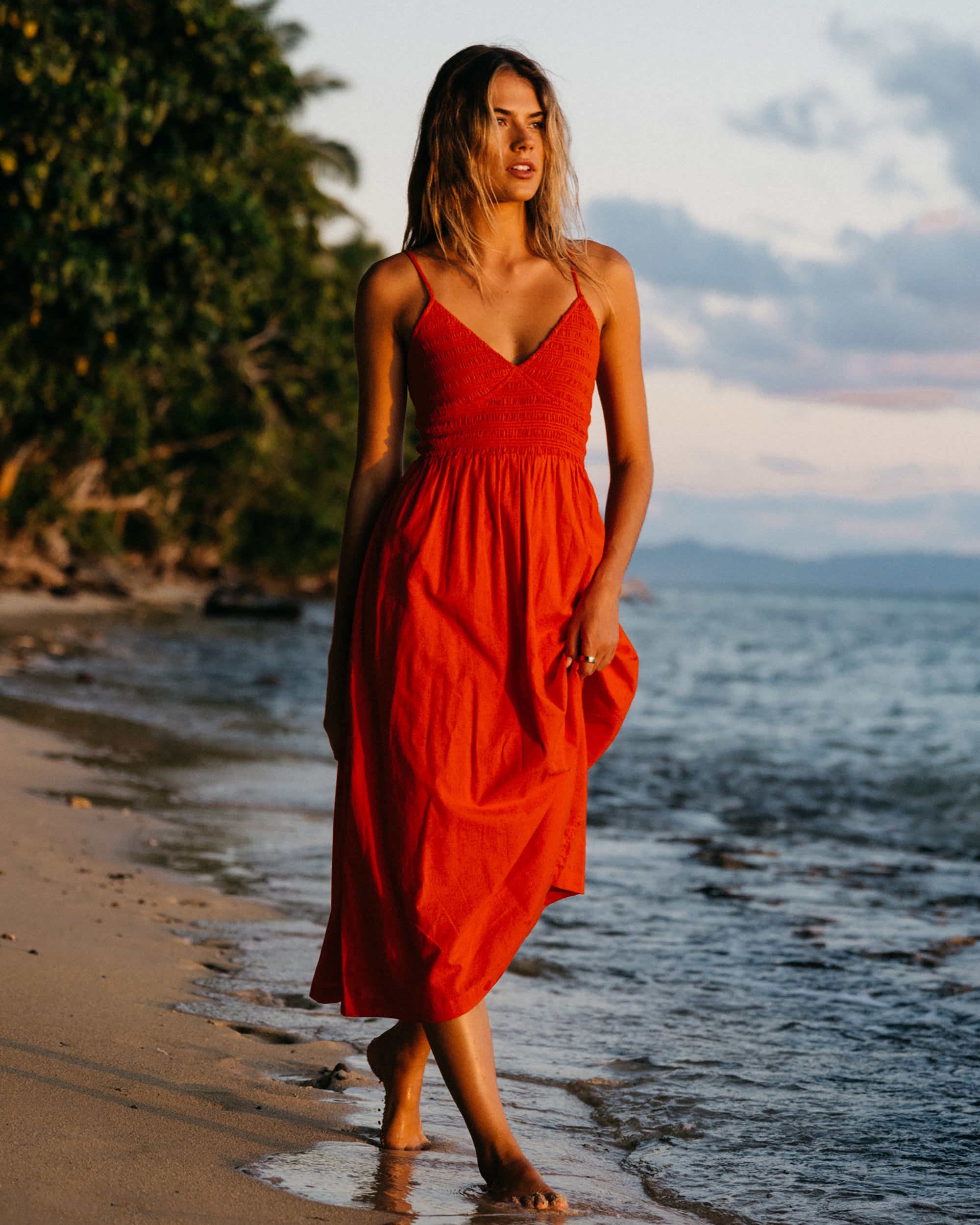 Such A Trip Midi Dress - Red Aloha