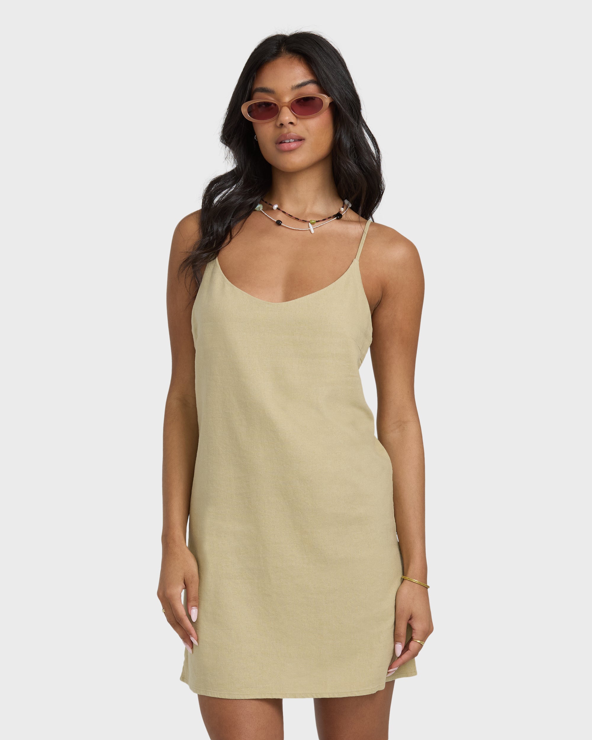 Summer Love Mini Slip Dress - Green Ash - Image 2